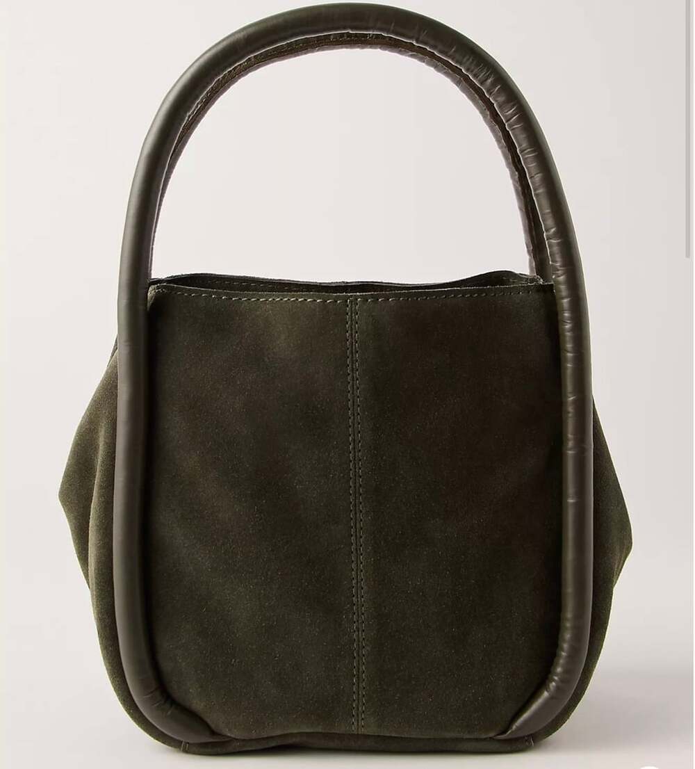 Free People Barlow Suede Bucket Bag Olive Green
